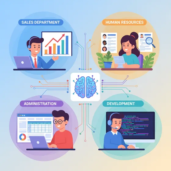 部署別AI活用マップ：営業・総務・人事・開発でのAI活用イメージ